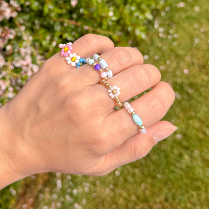 Pastel Beaded Ring Set