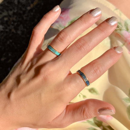 Navy Enamel Praise Ring