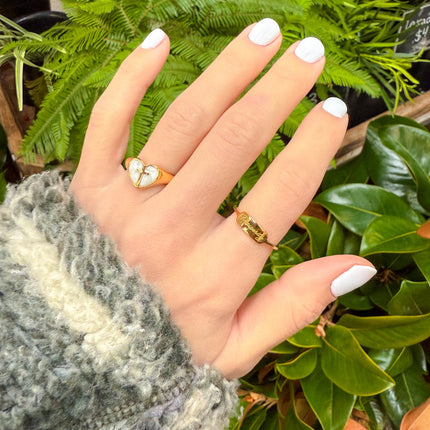 Enamel Heart Cross Ring