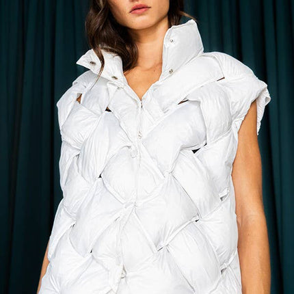 Camel Button-Up Puffer Vest