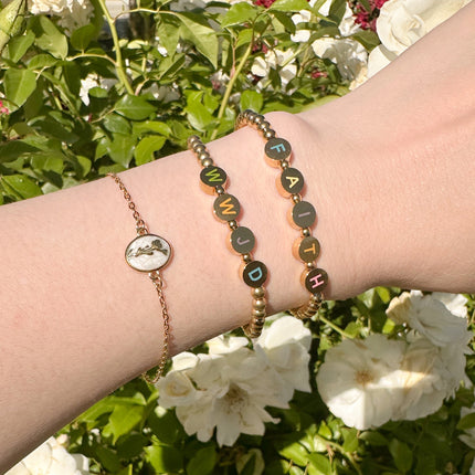Gold Faith Letter Bracelet