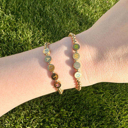 Gold Faith Letter Bracelet