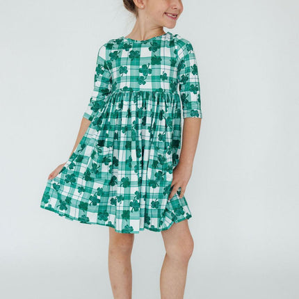 SALE Lucky One 3/4 Sleeve Pocket Twirl Dress