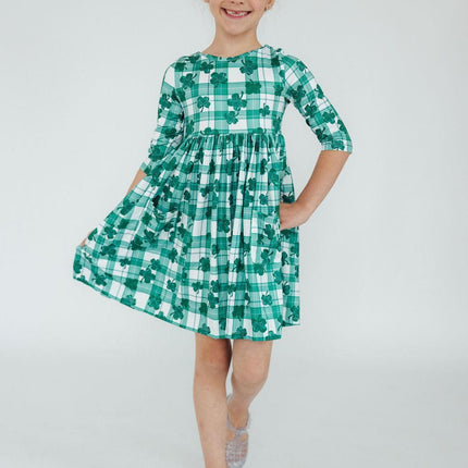 SALE Lucky One 3/4 Sleeve Pocket Twirl Dress