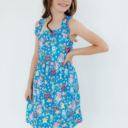 Jellyfish Jamboree Ruffle Cross Back Dress