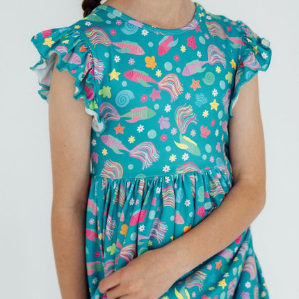 SALE Betta Blooms Flutter Sleeve Twirl Dress