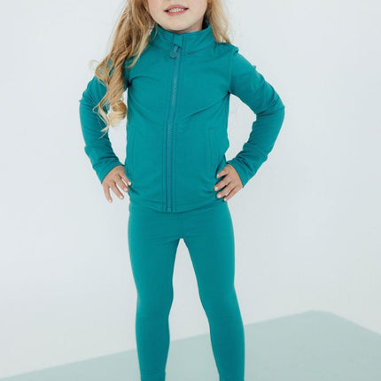 Turbo Teal Full-Zip Ruffle Active Jacket