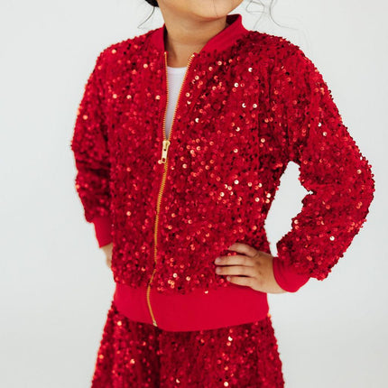 Red Velvet Sequin Twirl Skort