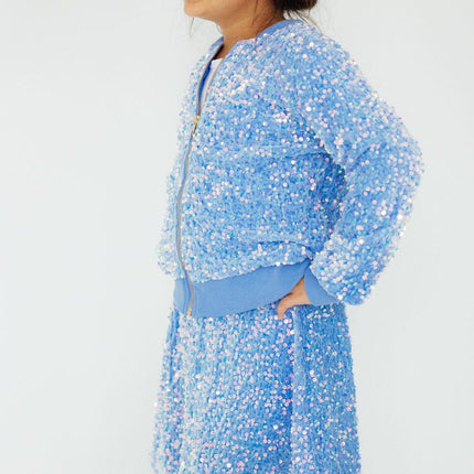 Light Blue Velvet Sequin Twirl Skort