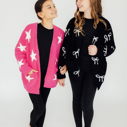 Black/Coconut Bow Cozy Cardigan