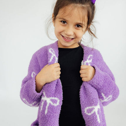 Lilac/Coconut Bow Cozy Cardigan
