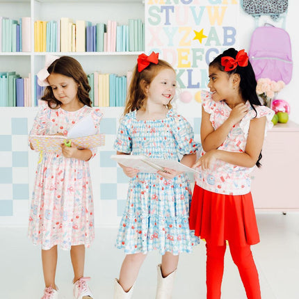 Honor Roll Smocked Ruffle Dress