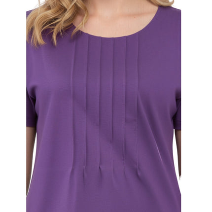 Women's Short Sleeve Cotton Knit T-shirt in Pintuck Style