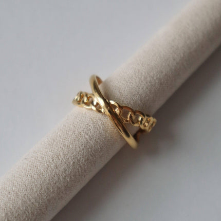 Linked Crossover Ring | Adjustable Ring