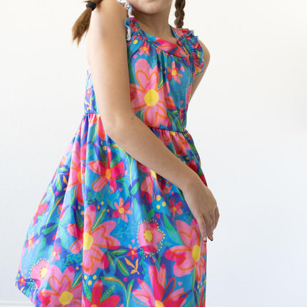 Springing Around Ruffle Cross Back Dress