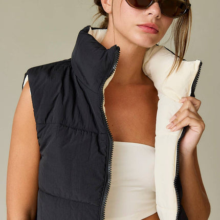 Reversible Cropped Puffer Vest