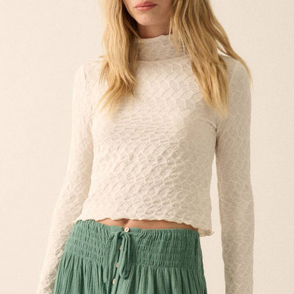 Geometric-Lace Knit Top