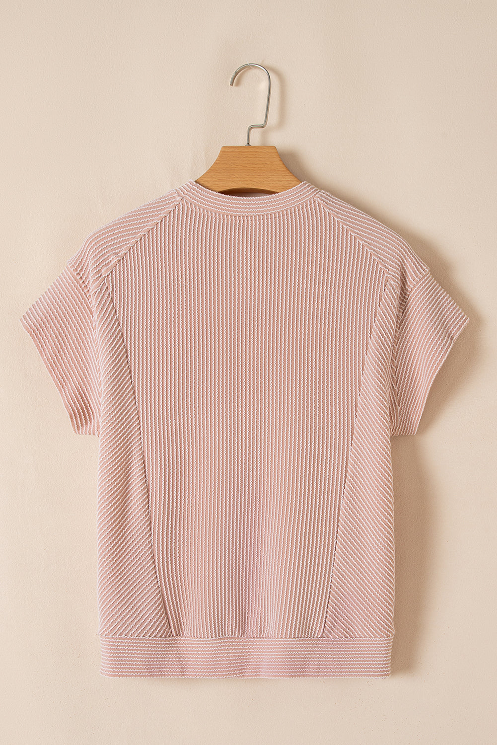 Luxury Solid Corded Short Sleeve T Shirt And Wide Leg Pants Set