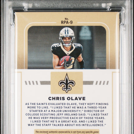 Chris Olave 2022 Panini Donruss Rookie Phenom Jersey Autographs Prime PSA 8