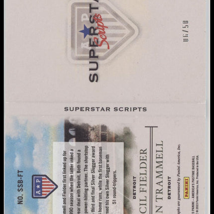 Cecil Fielder / Alan Trammell 2023 Panini -Superstar Scripts Booklets #/50