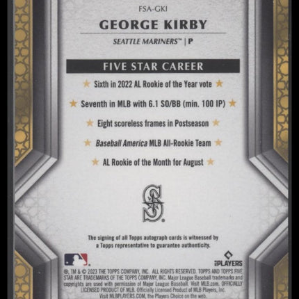 George Kirby 2023 Topps Five Star #FSA-GKI Purple #/50