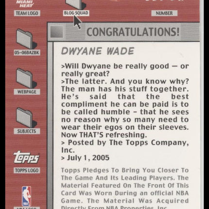 Dwayne Wade 2005 Bazooka Game Worn Jersey