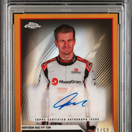 Nico Hulkenberg 2023 Topps Chrome Formula 1 Chrome Auto Gold Refractor PSA 9