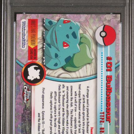 Bulbasaur 2000 Topps Chrome Pokemon T.V. #1 Pokemon T.V. PSA 9