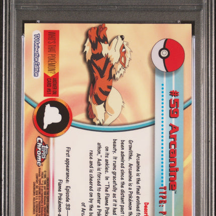 Arcanine 2000 Topps Chrome Pokemon T.V. #59 Pokemon T.V. PSA 10