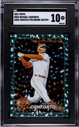 Michael Conforto 2024 Topps #504 Aqua Crackle SGC 10