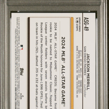 Jackson Merrill 2024 Topps Update 2024 All-Star Game #ASG49 PSA 9