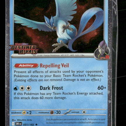 Team Rocket's Articuno SV10: Destined Rivals #051/182 DR Stamped