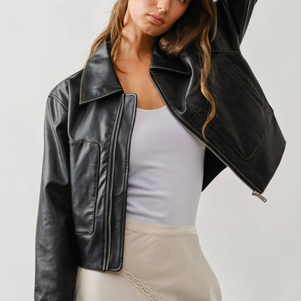 Brown Vintage Washed Leather Jacket