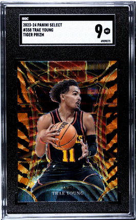 Trae Young 2023-24 Panini Select #358 Tiger Prizm SGC 9