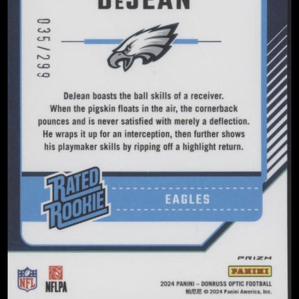 Cooper DeJean 2024 Donruss Optic #221 Aqua #/299