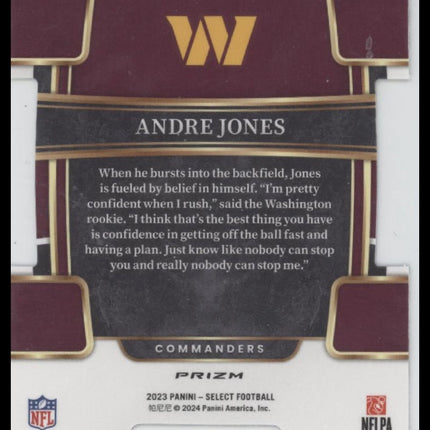 Andre Jones 2023 Panini Select #98 Zebra Prizms Die Cuts