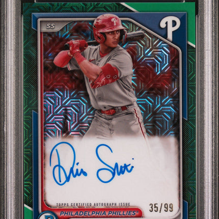 Devin Saltiban 2024 Bowman Chrome  Prospect Auto Prospect Green PSA 10