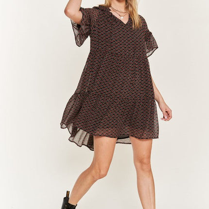 Floral print v-neck mini dress