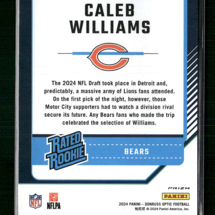Caleb Williams 2024 Donruss Optic #201 Purple Shock