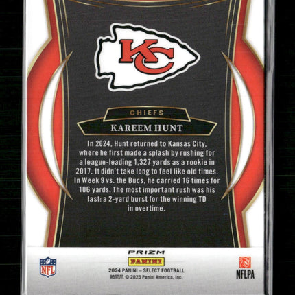 Kareem Hunt 2024 Panini Select #75 Zebra Prizm