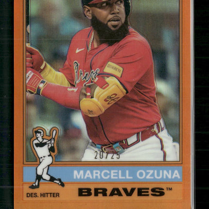 Marcell Ozuna 2025 Topps Heritage #152 Chrome Orange Refractor #/25