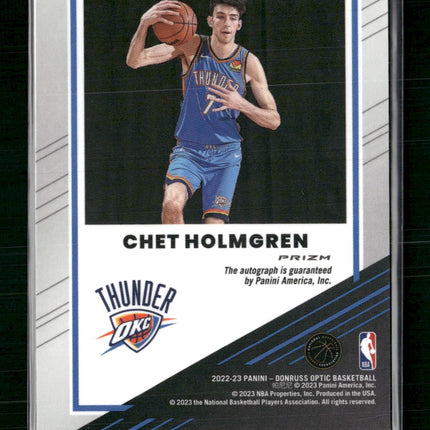 Chet Holmgren 2022-23 Donruss Optic Rookie Optics Autographs Green
