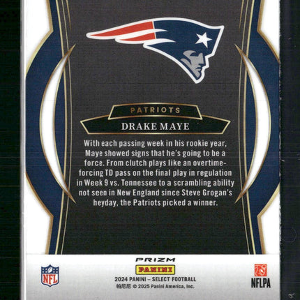 Drake Maye 2024 Panini Select #27 Green & Yellow Prizm Shock