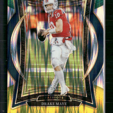 Drake Maye 2024 Panini Select #27 Green & Yellow Prizm Shock
