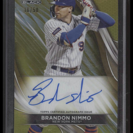 Brandon Nimmo 2024 Topps Chrome Black Auto Gold Refractors #/50
