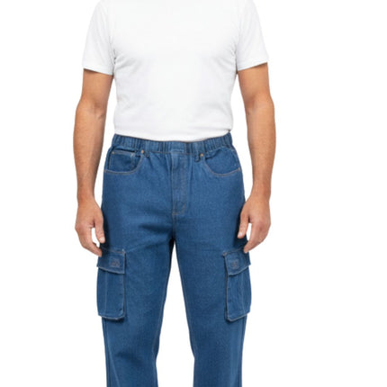 Men’s Double Cargo Pocket Pull-On Jeans – Rugged Cargo Pants in Cotton Blend Fabric