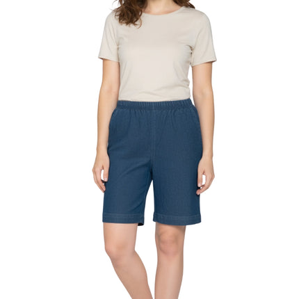 Women's Pull On Denim & Twill Shorts with stretch waist - No zipper or buttons