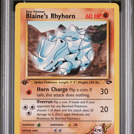 Blaine'S Rhyhorn 2000 Pokemon Gym Challenge #65 1st Edition PSA 10