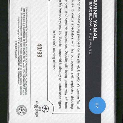 Lamine Yamal 2024-25 Topps UEFA Club Competitions #27 Green Foilboard #/99