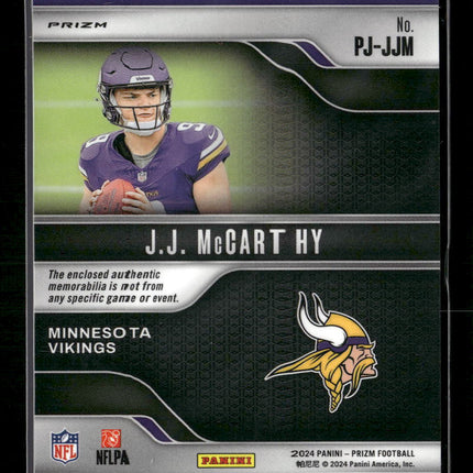 J.J. McCarthy 2024 Panini Prizm #PJ-JJM Premier Jerseys Pink